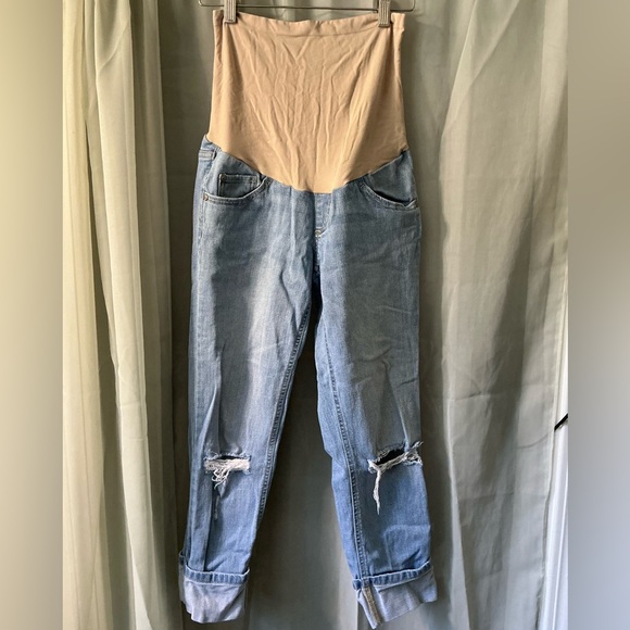 Indigo Blue Denim - Indigo Blue maternity jeans with Distressed Blue Denim size xs